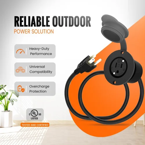 Vista 5 de Journeyman-Pro - Toma de corriente para exteriores resistente a la intemperie de 15 amperios y 125 voltios NEMA 5-15R kit de receptáculo con cable
