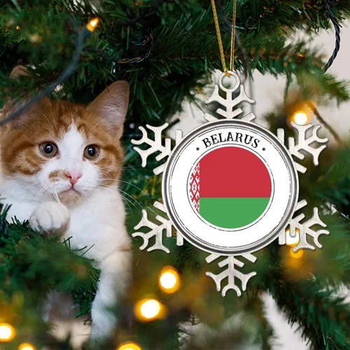 Vista 4 de Bielorrusia - Colgante colgante de metal para árbol de Navidad, recuerdo patriótico, regalo de recuerdo de país, adornos para árbol de Navidad