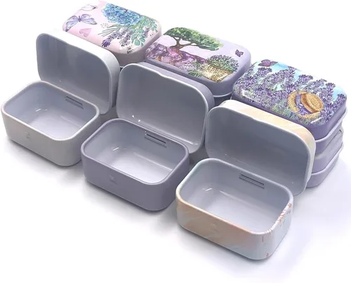 Vista 10 de 8 piezas de mini flores de estaño organizador de joyas caja de almacenamiento cajas decorativas pequeñas latas de metal floral con tapas