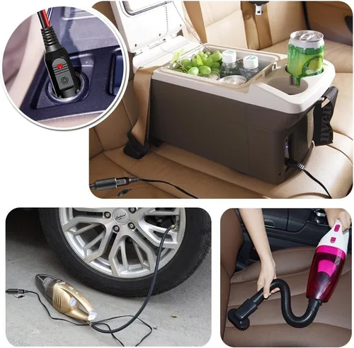 Vista 5 de DOCA Adaptador de vehículo CC Lightning Cargador de coche Cable de fuente de alimentación de 4 pies de largo para reproductor de DVD portátil