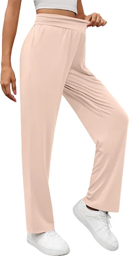 Vista 4 de Neer 2 piezas de pantalones deportivos de yoga de pierna ancha para mujer, pantalones de descanso de cintura alta, pantalones de entrenamiento