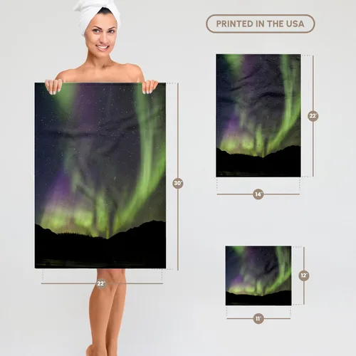 Vista 6 de 3dRose Aurora Borealis, Northern Lights, Alaska, EE. UU. - US02 HRO0392 - Toalla de mano Hugh Rose de 15 x 22
