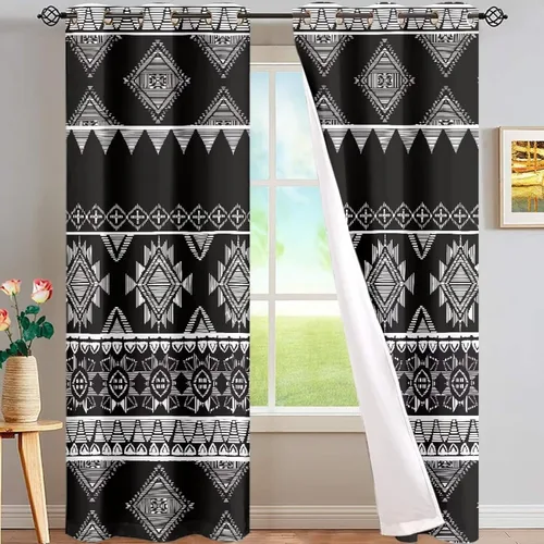 Vista 49 de Dreaweet African Tribal Blackout Curtains 63 Inch Long 2 Panels Set Bohemian Ethnic Geometric Grommet Top Thermal Insulated Curtains for Living Room