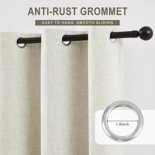 Vista 6 de Anpark Cortinas 100% opacas para dormitorio, cortina opaca de lino estilo granja de 84 pulgadas de largo, juego de 2 paneles, cortinas de ventana