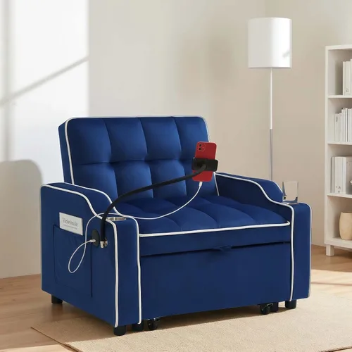Vista 5 de Sofá cama convertible 3 en 1 de 69 pulgadas, cómodo sofá de descanso, reclinables extraíbles pequeños para espacios pequeños, canapé plegable
