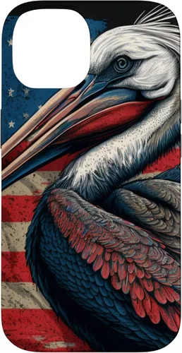 Vista 4 de Funda para iPhone 16 Pelican Bird Patriotic Vintage American Flag Pelícano