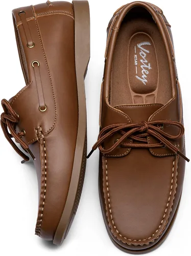 Vista 7 de Vostey Zapatos sin cordones para hombre, con soporte de arco, zapatos de barco para hombre, mocasines ligeros de 2 ojos
