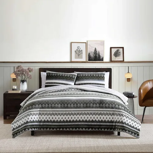 Vista 10 de Eddie Bauer - Juego de edredón Queen, ropa de cama reversible a cuadros, elegante y cálida decoración del hogar (gris normandía, Queen)