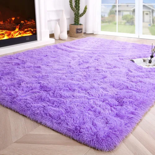 Vista 116 de Noahas Alfombras de Área Grandes y Esponjosas de 5x8 pies para Sala de Estar y Dormitorio, Alfombra Gruesa de Pelo Largo Beige y Blanca, Alfombra