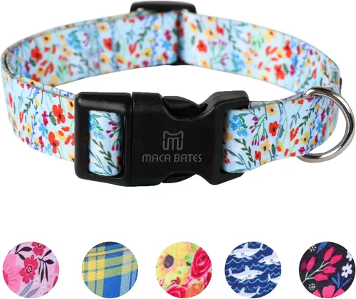 Vista 9 de Maca Bates - Collar de perro ajustable a cuadros para perros pequeños, medianos y grandes, con patrones, collares para perros para niños y niñas