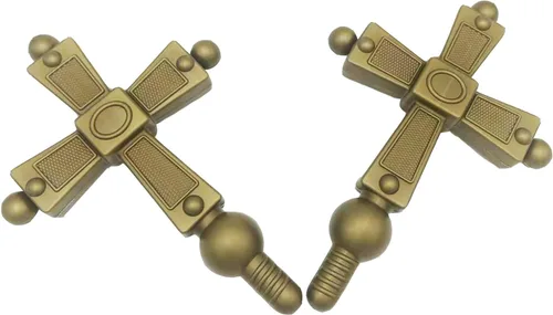 Vista 6 de Bastón de cetro de estilo egipcio Bastón dorado de Santa Cruz para cosplay, 2 piezas, accesorio de disfraz