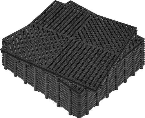 Vista 13 de ToLanbbt Cojín modular entrelazado 8P de 11.8 x 11.8 pulgadas, agujeros de drenaje de goma entrelazados antideslizantes para cubierta, ducha