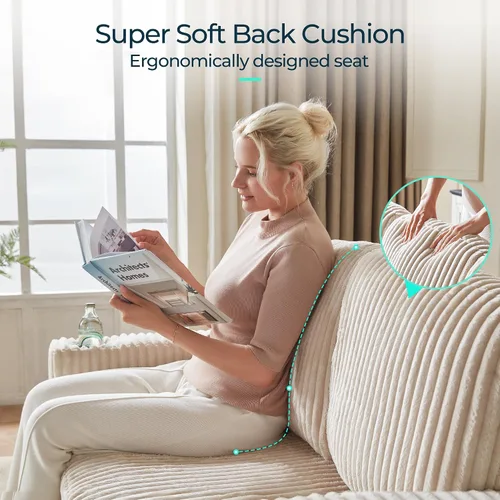 Vista 5 de LINSY HOME Sofá Loveseat con Almacenamiento - Cómodo Sofá de Pana Suave de 2 Plazas con Carga USB y Portavasos, Loveseat de Asiento Profundo