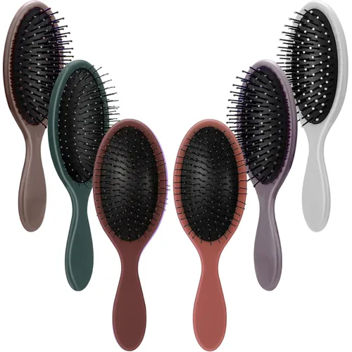 Vista 9 de Nuenen 6 piezas de cepillo desenredante húmedo para cabello seco, cepillo desenredante con cerdas suaves para mujeres, hombres, niñas y niños (negro)