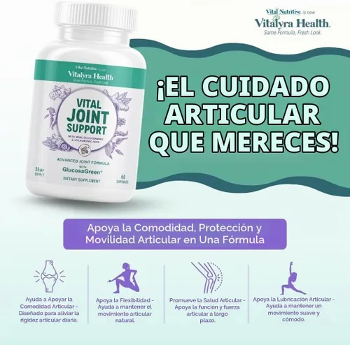 Vista 4 de VITAL NUTRITIVE Suplemento de apoyo articular para hombres y mujeres, glucosamina, MSM