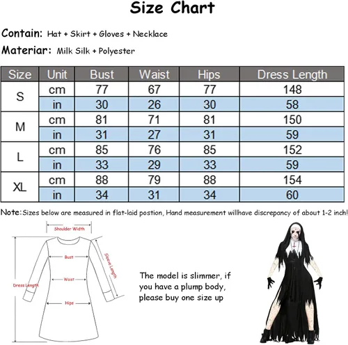 Vista 2 de Plus Size Sexy Vampire Demon Nun Halloween Costumes for Women, Black Women's Halloween Dresses Party Cosplay Scary