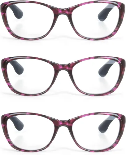 Vista 7 de Paquete de 3 lentes de lectura estilo ojo de gato, lectores de plástico con diseño de moda con bisagra de resorte para mujer