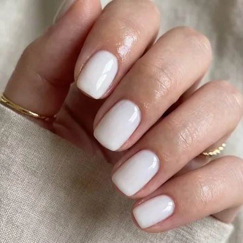 Vista 15 de modelones 64 uñas postizas de punta francesa a presión, uñas postizas cortas de almendra a presión con pegamento de uñas, pestañas adhesivas, lima