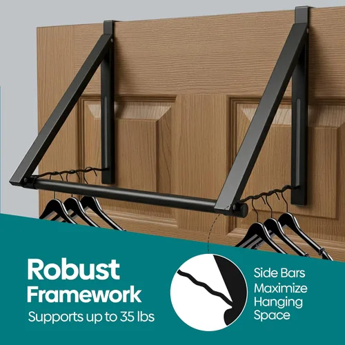 Vista 6 de HOLDN' STORAGE Colgador para colgar sobre la puerta, organizador plegable para colgar ropa, abrigos y toallas, ideal para dormitorios, lavandería