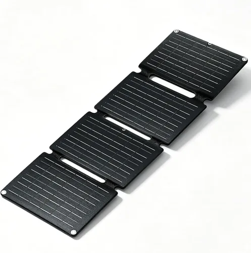 Vista 10 de Panel solar portátil de tres pliegues de 20 W, cargador solar monocristalino de 1.2 libras con salida USB-A, USB-C y 18 V CC, revestimiento ETFE