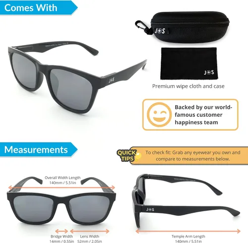 Vista 4 de J+S Mission Mark II Rectangle Polarized Sunglasses for Men Spring Hinge Frame Polarized 100% UV 400 Medium-Small Fit