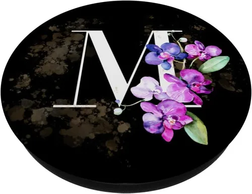 Vista 2 de Orchids Plants Flower - Soporte para teléfonos y tabletas, diseño de letra M, color negro, Negro