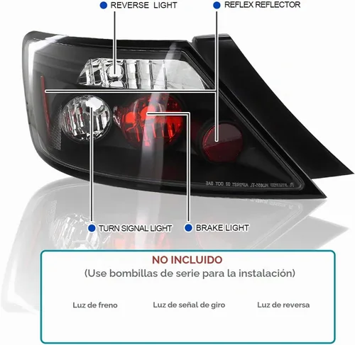 Vista 3 de SPEC-D TUNING - Luces traseras negras compatibles con Honda Civic Coupe 2 puertas 2006-2011, conjunto de izquierda + derecha Para Honda Civic