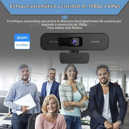 Vista 2 de NexiGo Cámara web con zoom N940P 2K con controles remotos y software, sensor Sony Starvis 1080P @60FPS Zoom 3X Micrófono estéreo dual