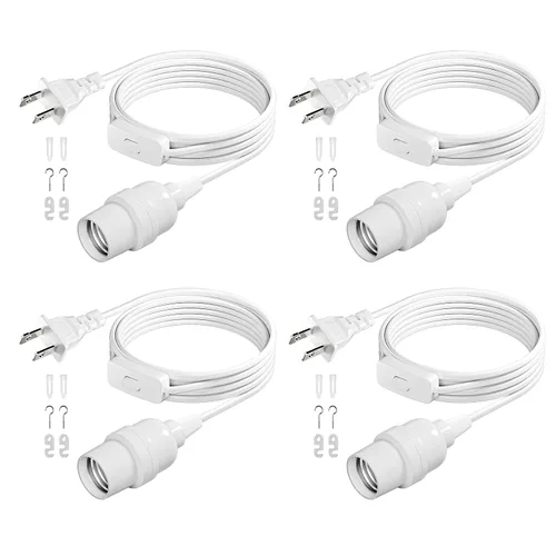 Vista 23 de DiCUNO Cable de extensión de linterna colgante E26, lámpara de control de interruptor de cable en línea para enchufar y apagar, 6.6 pies, negro