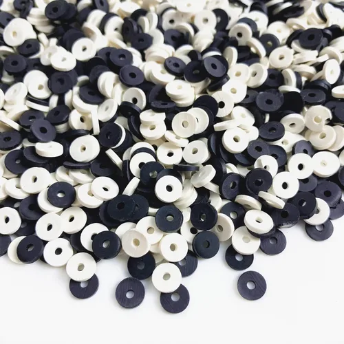 Vista 13 de 2000 cuentas de vinilo Heishi planas, redondas, de arcilla polimérica, espaciadoras para hacer pulseras, collares, aretes, accesorios para blanco