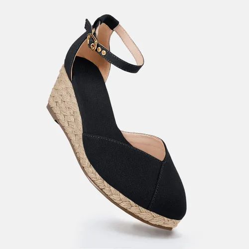 Vista 3 de Juliet Holy Alpargatas para mujer con plataforma cerrada y correa al tobillo, estilo casual de verano