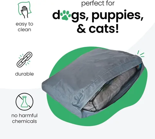 Vista 3 de Molly Mutt - Forro para cama para perro, resistente al agua, lavable, 36 x 45 x 4.75 pulgadas Forro con cremallera para cama de perro, cachorro