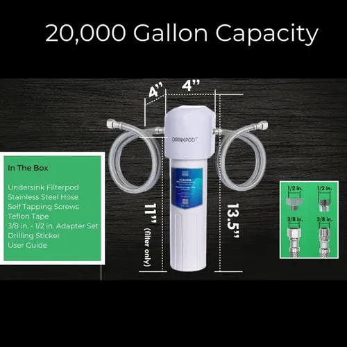 Vista 5 de Sistema de agua para debajo del fregadero, flujo de alta velocidad, capacidad de 20,000 galones, para hogares debajo del fregadero, oficinas