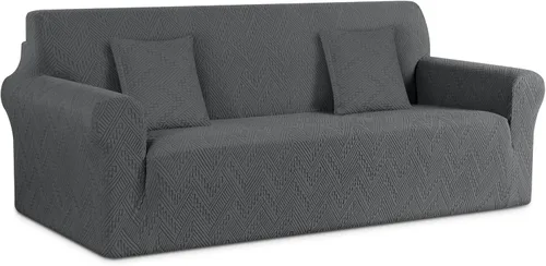 Vista 24 de Ruaozz Funda elástica para sofá de 1 pieza, fundas para sofá de 3 cojines, funda universal antideslizante para sofá, funda lavable de jacquard