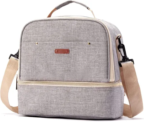 Vista 9 de Bolsa de extractor de leche con compartimento para extractor de leche, bolsa enfriadora y a prueba de humedad, doble capa para madre, extractor