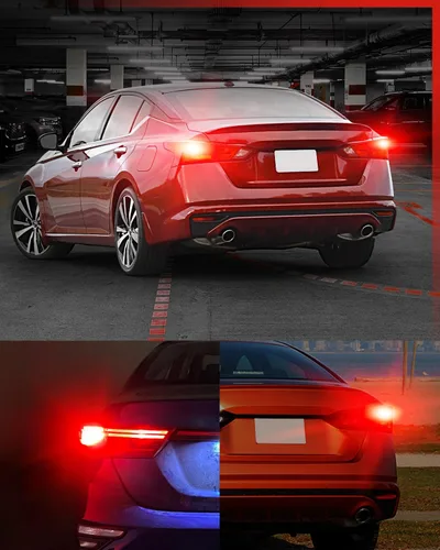 Vista 8 de LASFIT Bombillas LED L2 7440 7443 de luz de freno roja, luces traseras, súper brillantes T20 7441 7444 W21W reemplazo para luces traseras de parada