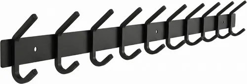 Vista 17 de Perchero de Abrigos Pequeño Negro Mate para Pared – Riel de Ganchos de Acero Inoxidable de 6 Pulgadas con 2 Ganchos Dobles para Abrigos