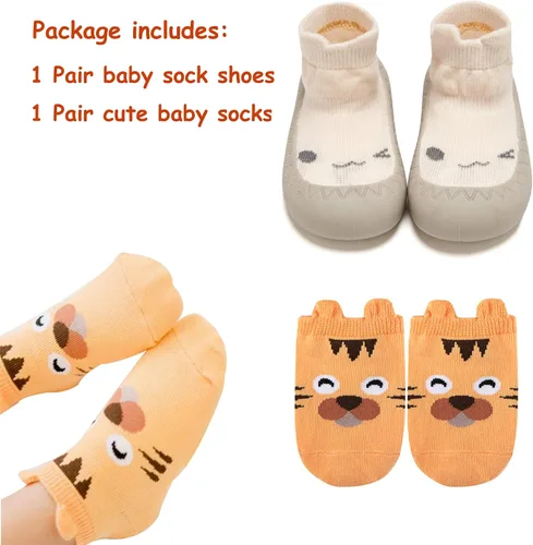 Vista 7 de Baby Sock Shoes Toddler Cartoon Rubber Sole Soft Non Slip Floor Slipper for Infant Boys Girls First Walking Indoor Baby Shoes