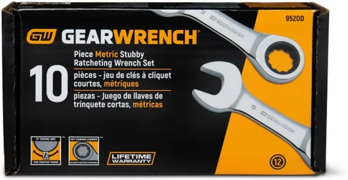 Vista 4 de GEARWRENCH Juego de llaves combinadas de trinquete de 12 puntos de 10 piezas 9520D