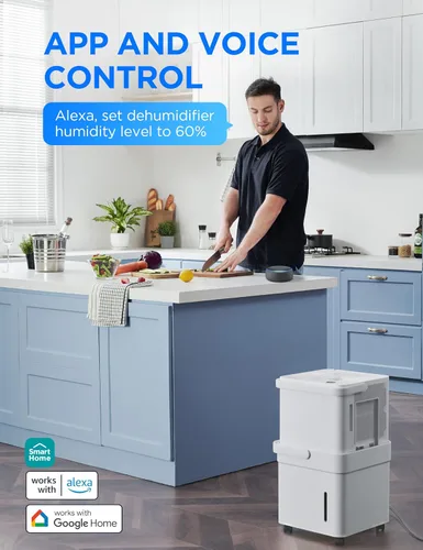 Vista 5 de Midea Cube - Deshumidificador de 20 pintas para sótano, hasta 1,500 pies cuadrados. Deshumidificador con manguera de drenaje, Certificado ENERGY