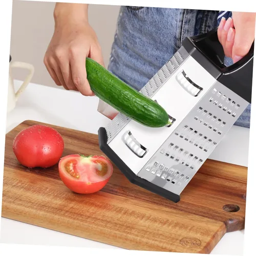 Vista 4 de TIDTALEO Rallador de patatas de queso operado a mano Rallador de caja de 6 lados Trituradora de verduras para uso en cocina