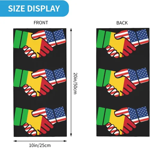 Vista 2 de Neck Gaiter Mali Malian American Flag USA Handshake Face Cover Scarf Uv Sun Protection Balaclava Head Mask for Men Women Fishing Mask Hiking Cycling