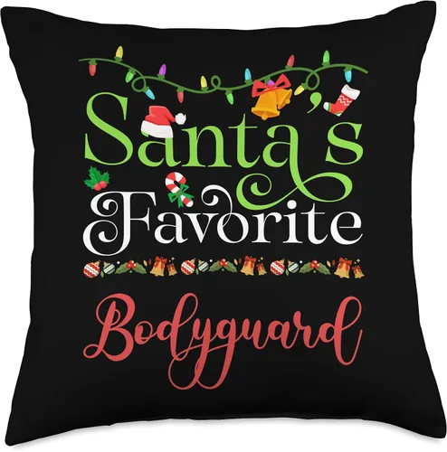Vista 4 de Santa's Worker Holiday Threads Santas Favorite Bodyguard Holiday Top Elf Profession Throw Pillow, 16x16, Multicolor