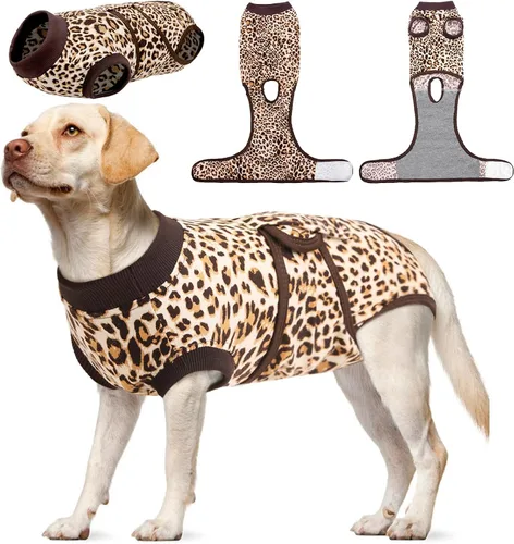 Vista 33 de Kuoser Traje de cirugía para perro, cómodo traje de recuperación para perras, mameluco protector posoperatorio, alternativa suave al cuello E