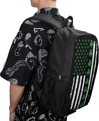 Vista 5 de Mochila para niños, mochila de viaje duradera para estudiantes de primaria, adolescentes, niñas y niños, Bandera irlandesa del día de San Patricio