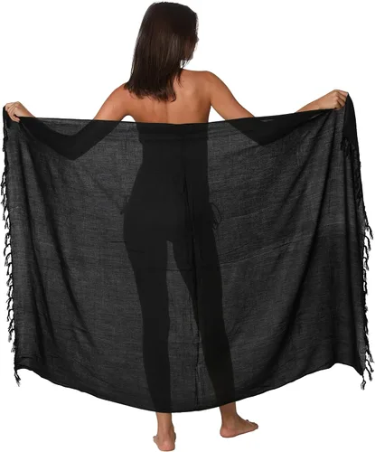 Vista 6 de INGEAR - Pareo largo de playa, envoltura para traje de baño con concha de coco incluida, color azul