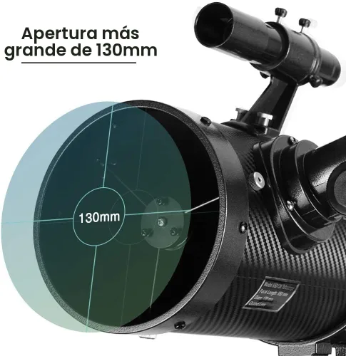 Vista 4 de Telescopio 130EQ Reflector Newtoniano para Adultos, Telescopios Profesionales para Astronomía, Incluye Lente Barlow 1.5X, Adaptador para Smartphone