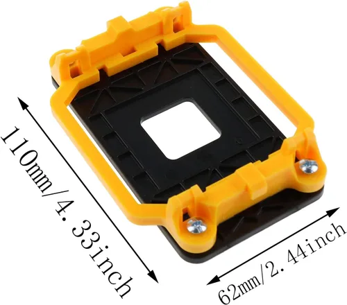Vista 3 de Soporte de enfriador de CPU ZZHXSM Soporte de CPU Soporte de disipador de calor Placa trasera de placa base para AMD Socket AM2 AM3, amarillo