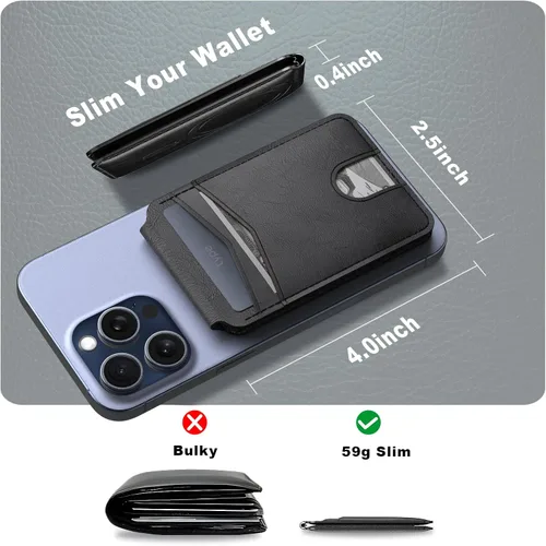 Vista 3 de typecase Cartera magnética compatible con Magsafe: cartera magnética para teléfono y tarjetero para Apple iPhone 16, 15, 14, 13, 12 Pro Max, soporte