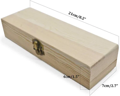 Vista 2 de Caja de madera sin acabar y sin pintar para lápices, rectangular. Caja de almacenamiento para herramientas y pinceles de artista, para bricolaje